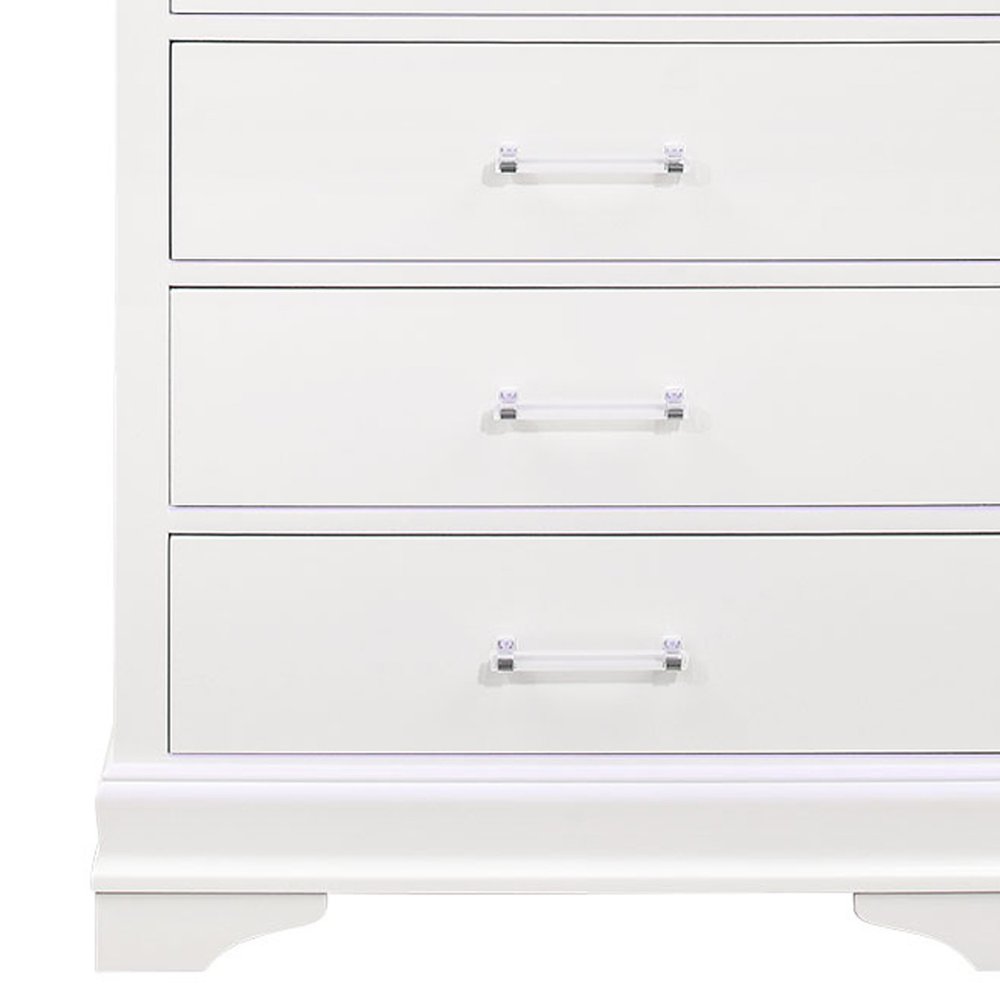 59" White Solid Wood Six Drawer Double Dresser with LED