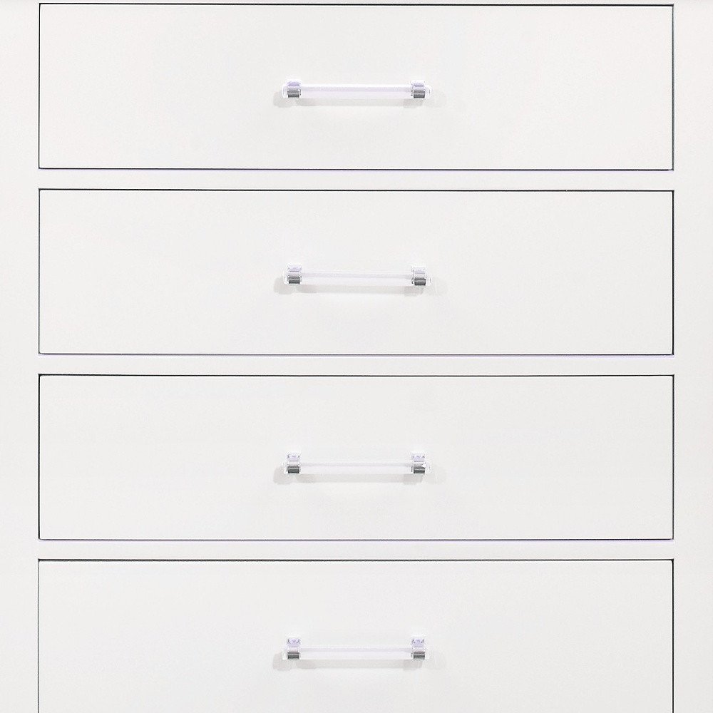 59" White Solid Wood Six Drawer Double Dresser with LED