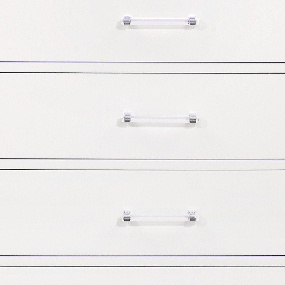 59" White Solid Wood Six Drawer Double Dresser with LED