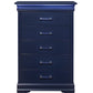 16" Blue Solid Wood Five Drawer Chest With LED Lighting