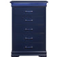 16" Blue Solid Wood Five Drawer Chest With LED Lighting