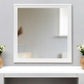 38" White Square Wood Framed Accent Mirror