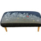 38" Gray Wool and Brown Ottoman
