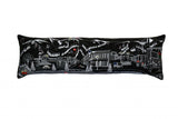 14" X 45" Dark Gray And White Aspen Nighttime Skyline Lumbar Decorative Pillow