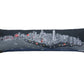 14" X 45" Dark Gray And White Chicago Nighttime Skyline Lumbar Decorative Pillow