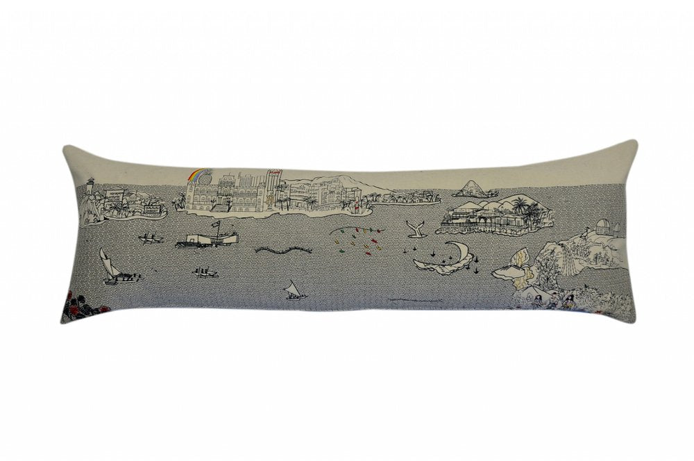 14" X 45" Cream Hawaii Daylight Skyline Lumbar Decorative Pillow