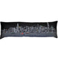 14" X 45" Dark Gray And White Hong Kong Nighttime Skyline Lumbar Decorative Pillow