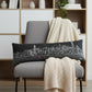14" X 45" Dark Gray And White Hong Kong Nighttime Skyline Lumbar Decorative Pillow