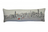 14" X 45" Cream Hong Kong Daylight Skyline Lumbar Decorative Pillow