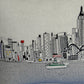 14" X 45" Cream Hong Kong Daylight Skyline Lumbar Decorative Pillow