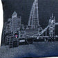 14" X 45" Dark Gray And White London Nighttime Skyline Lumbar Decorative Pillow