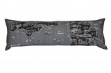 14" X 46" Dark Gray And White Michigan Nighttime Skyline Lumbar Decorative Pillow