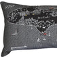 14" X 46" Dark Gray And White Michigan Nighttime Skyline Lumbar Decorative Pillow