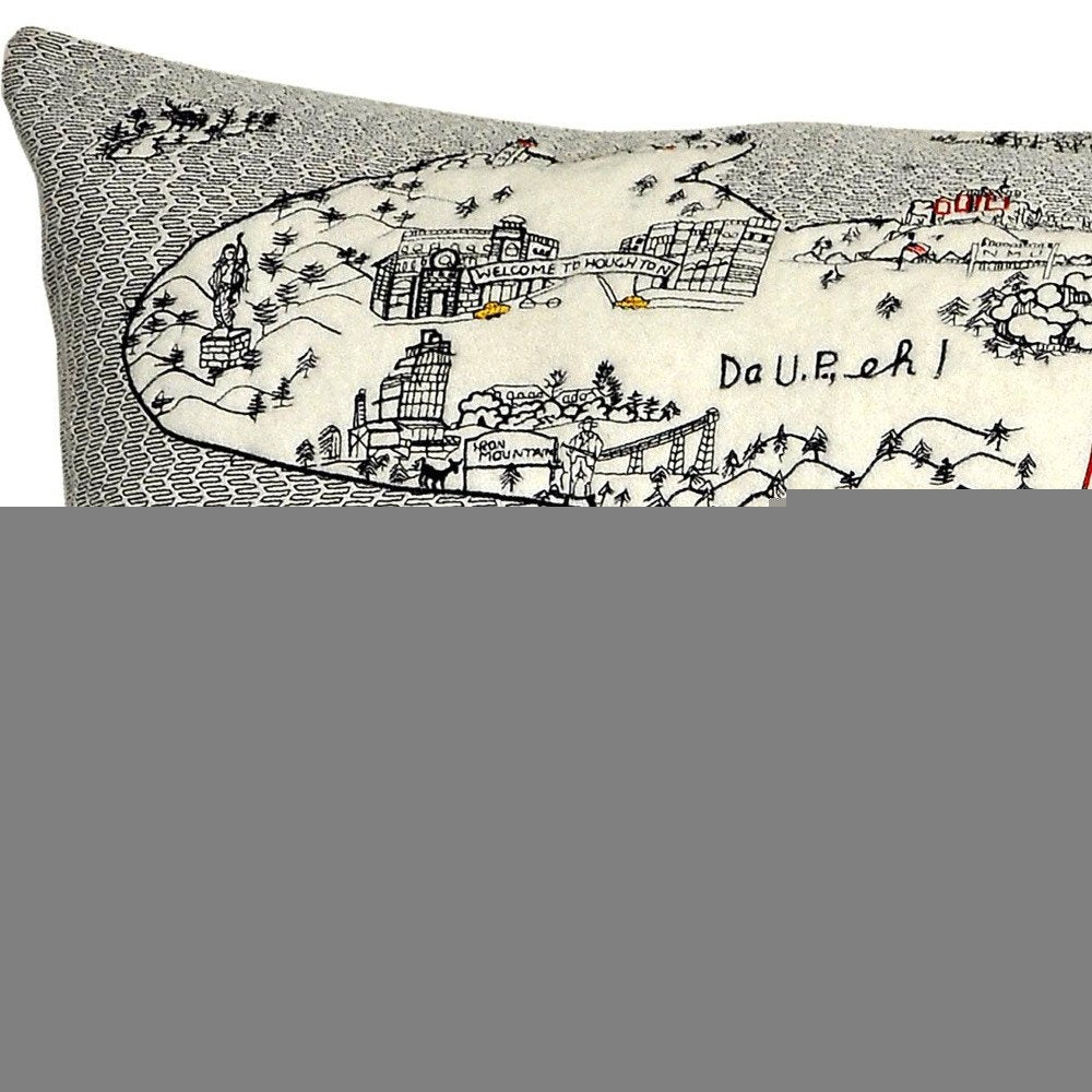 14" X 46" Cream Michigan Daylight Skyline Lumbar Decorative Pillow