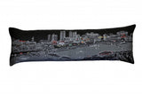 14" X 46" Dark Gray And White Nashville Nighttime Skyline Lumbar Decorative Pillow