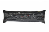 14" X 46" Dark Gray And White New Orleans Nighttime Skyline Lumbar Decorative Pillow
