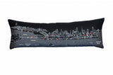 14" X 46" Dark Gray And White Philadelphia Nighttime Skyline Lumbar Decorative Pillow