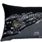 14" X 46" Dark Gray And White Pittsburgh Nighttime Skyline Lumbar Decorative Pillow