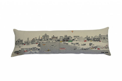 14" X 46" Cream Rome Daylight Skyline Lumbar Decorative Pillow