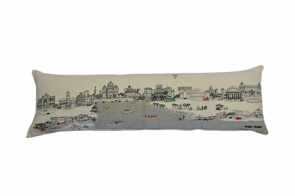 14" X 46" Cream Rome Daylight Skyline Lumbar Decorative Pillow