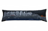 14" X 46" Dark Gray And White San Francisco Nighttime Skyline Lumbar Decorative Pillow