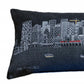 14" X 46" Dark Gray And White San Francisco Nighttime Skyline Lumbar Decorative Pillow