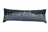 14" X 46" Dark Gray And White Seattle Nighttime Skyline Lumbar Decorative Pillow