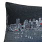 14" X 46" Dark Gray And White Seattle Nighttime Skyline Lumbar Decorative Pillow