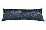 14" X 46" Dark Gray And White Sydney Nighttime Skyline Lumbar Decorative Pillow