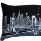 14" X 46" Dark Gray And White Tokyo Nighttime Skyline Lumbar Decorative Pillow