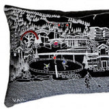 14" X 46" Dark Gray And White Vail Nighttime Skyline Lumbar Decorative Pillow