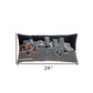 25" Black Austin Nighttime Skyline Lumbar Decorative Pillow