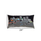 14" X 24" Dark Gray And White Baltimore Nighttime Skyline Lumbar Decorative Pillow