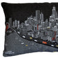 14" X 24" Dark Gray And White Chicago Nighttime Skyline Lumbar Decorative Pillow