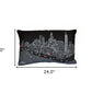 14" X 24" Dark Gray And White Chicago Nighttime Skyline Lumbar Decorative Pillow