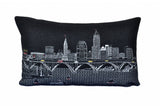 14" X 24" Dark Gray And White Cleveland Nighttime Skyline Lumbar Decorative Pillow