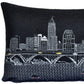 14" X 24" Dark Gray And White Cleveland Nighttime Skyline Lumbar Decorative Pillow