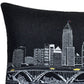14" X 24" Dark Gray And White Cleveland Nighttime Skyline Lumbar Decorative Pillow