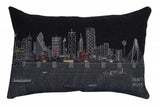 14" X 24" Dark Gray And White Dallas Nighttime Skyline Lumbar Decorative Pillow