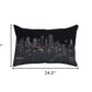 14" X 24" Dark Gray And White Dallas Nighttime Skyline Lumbar Decorative Pillow