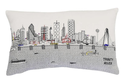 14" X 24" Cream Dallas Daylight Skyline Lumbar Decorative Pillow