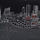 14" X 24" Black And White Fort Worth Nighttime Skyline Lumbar Decorative Pillow