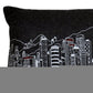 14" X 24" Dark Gray And White Hong Kong Nighttime Skyline Lumbar Decorative Pillow