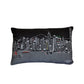 14" X 24" Dark Gray And White Hong Kong Nighttime Skyline Lumbar Decorative Pillow