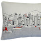 14" X 24" Cream Hong Kong Daylight Skyline Lumbar Decorative Pillow