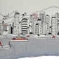 14" X 24" Cream Hong Kong Daylight Skyline Lumbar Decorative Pillow