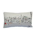 14" X 24" Cream Hong Kong Daylight Skyline Lumbar Decorative Pillow