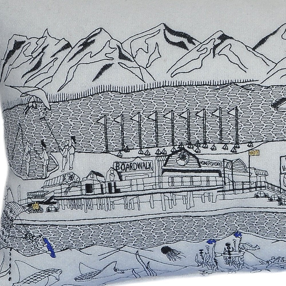 14" X 24" Cream Hometown Pride Wool Lumbar Throw Pillow