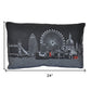14" X 24" Dark Gray And White London Nighttime Skyline Lumbar Decorative Pillow