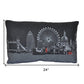 14" X 24" Black Gray and White Hometown Pride Wool Lumbar Throw Pillow